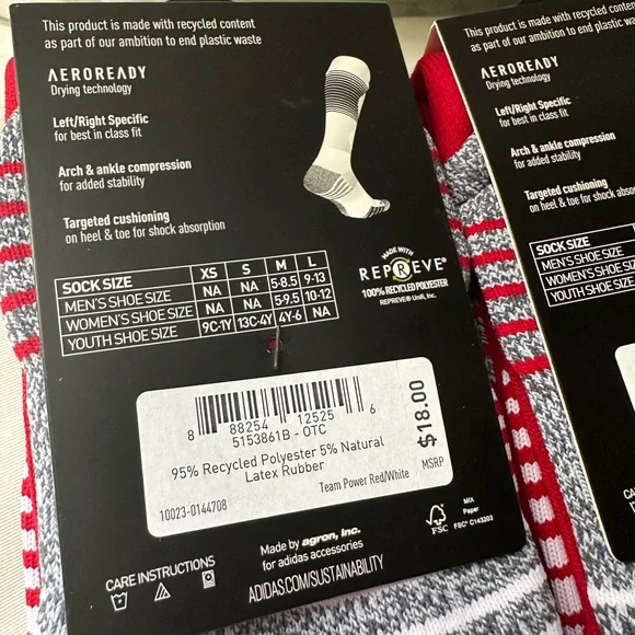 NWT Kids Youth Red Adidas Team Speed Soccer Socks - Picture 3 of 3